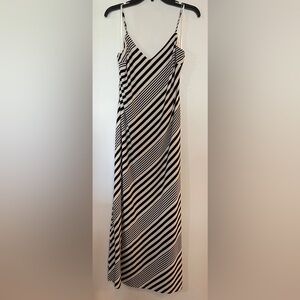 Black and white stripe tank maxi dress